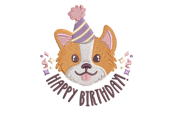 Birthday Corgi Embroidery: A Festive Charm for Craft Fair Success