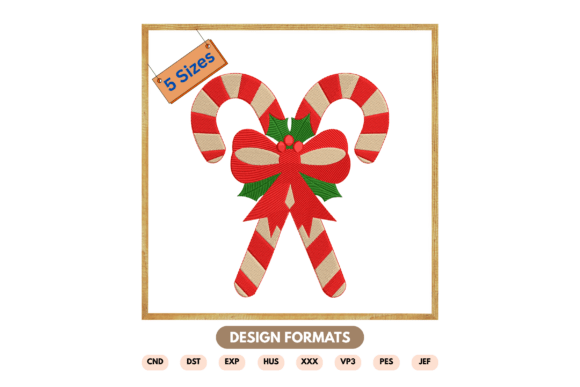 Candy Cane Bow Embroidery Design: A Sweet Holiday Touch for Personalized Gifts