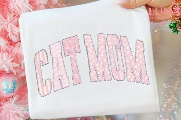 Cat Mom Faux Embroidery Floral PNG Review
