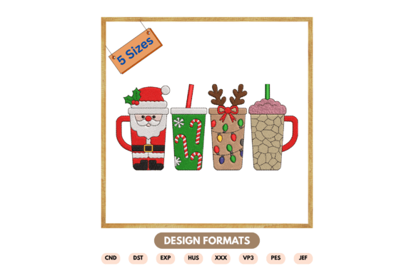 Christmas Coffee Cups Embroidery Design Review
