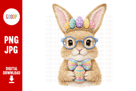 Easter Bunny Embroidery Crown Egg PNG Review