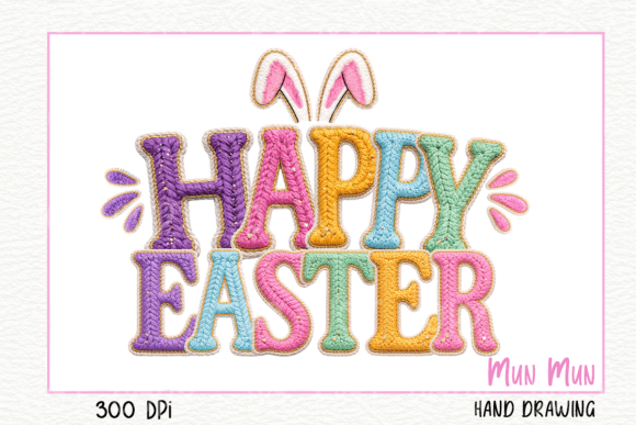 Faux Embroidery Happy Easter Varsity Png: A Sweet Touch for Handmade Easter Gifts