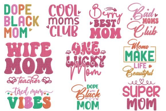 Funny Mom Vibes Embroidery Bundle Set