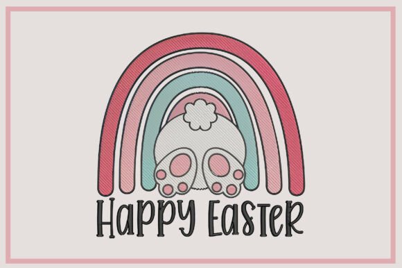 Happy Easter Rainbow Embroidery Design