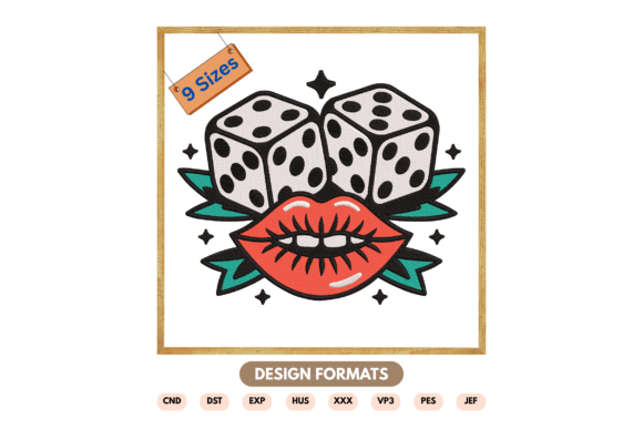 Lucky Dice and Lips Embroidery Design Review for Real Projects