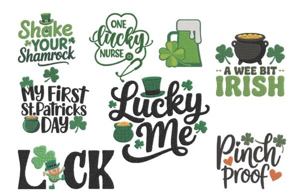 Lucky St Patricks Day Embroidery Design