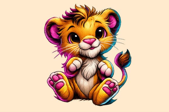 Neon Cute Baby Lion Embroidery PNG Review