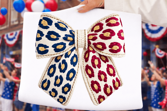 Patriotic Leopard Bow Faux Embroidery Design Review